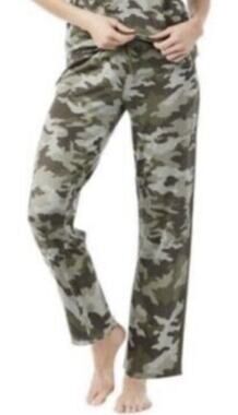 Lucky Brand Pajama Style Comfy Pants Green Camo High Rise Sweats Size M